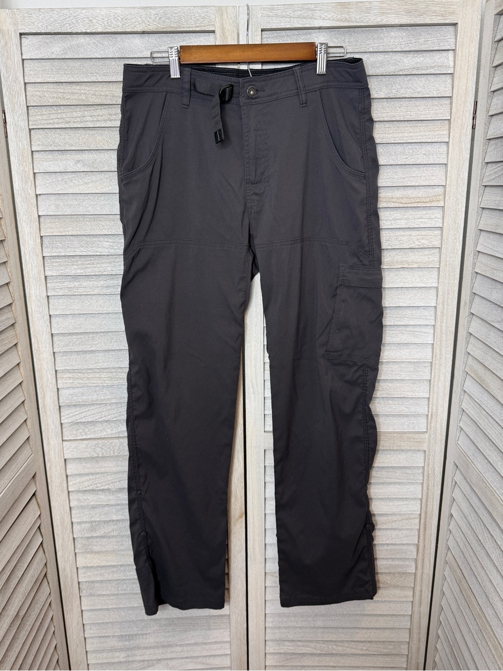 prAna Stretch Zion Men’s 32x32 Gray Hiking Cargo Pants Breathe Belted
